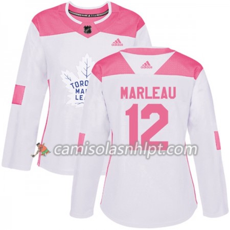Camisola Toronto Maple Leafs Patrick Marleau 12 Adidas 2017-2018 Branco Rosa Fashion Authentic - Mulher